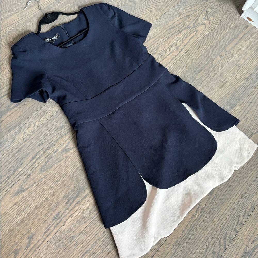 Navy and White Short Sleeve Dress